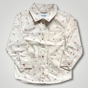 Old navy toddler Girls cream denim floral shacket size 4T